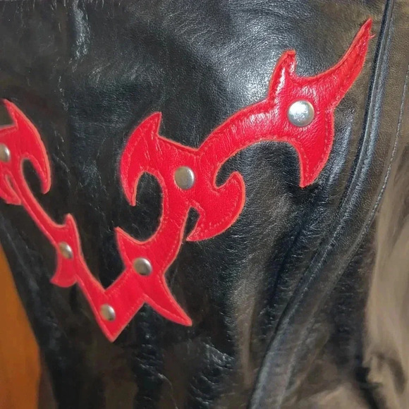 Alter Ego Black/Red Goth Renaissance Lamb Leather Lace Up Corset 34 - Picture 4 of 16